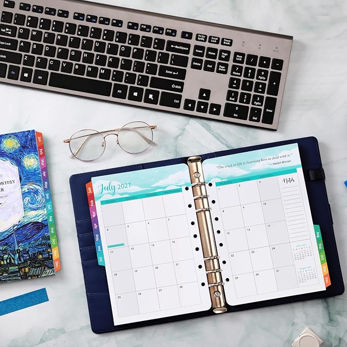 2027 Planner Refills - Jan. 2027 - Dec. 2027, 7 Holes, Planner Refills 2027, 5.5'' x 8.5'', A5 Weekly & Monthly Planner Inserts, Colorful Monthly Tabs
