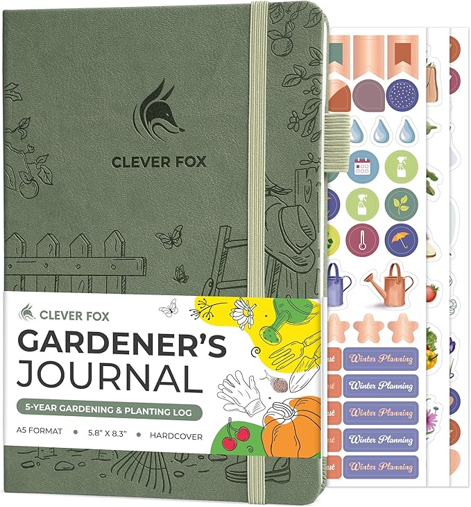 Clever Fox Gardener’s Journal – Guided Gardening Notebook to Plant Vegetables, Flowers & Herbs – 5-Year Garden Log Book for Beginners (Cypress)