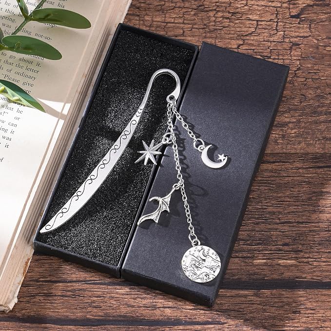 Fantasy Acotar Bookmark Gifts - Charm Metal Book Marks Reading Women Book Lover Merch Unique Aesthetic Page Markers Readers Novel Fans Bookish Birthday Students Teachers School Accessories