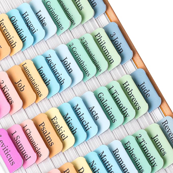 Mr. Pen- Bible Tabs, 75 Tabs, Pastel Colors, Laminated Bible Tabs for Women and Men, Bible Tabs for Study Bible, Bible Index Tabs, Bible Book Tabs, Bible Labels Tabs, Mr Pen Bible Tabs