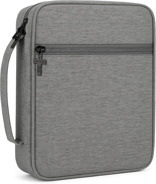 Bible Cover with Durable Handle, Carrying Book Case Church Bag Bible, Protective with Zippered Pocket, Bible Study Accessories Supplies, Gift for Mother Lady Women Men(Grey)