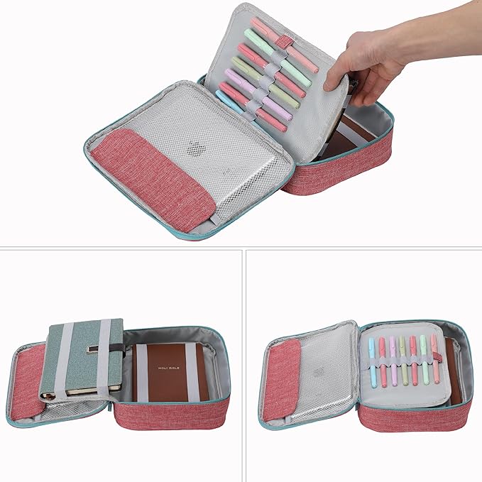 Mr. Pen- Bible Cover Case, Carrying Book Case with Durable Handle, Bible Protective Church Bag for Men & Women, Christian Gifts, Pink