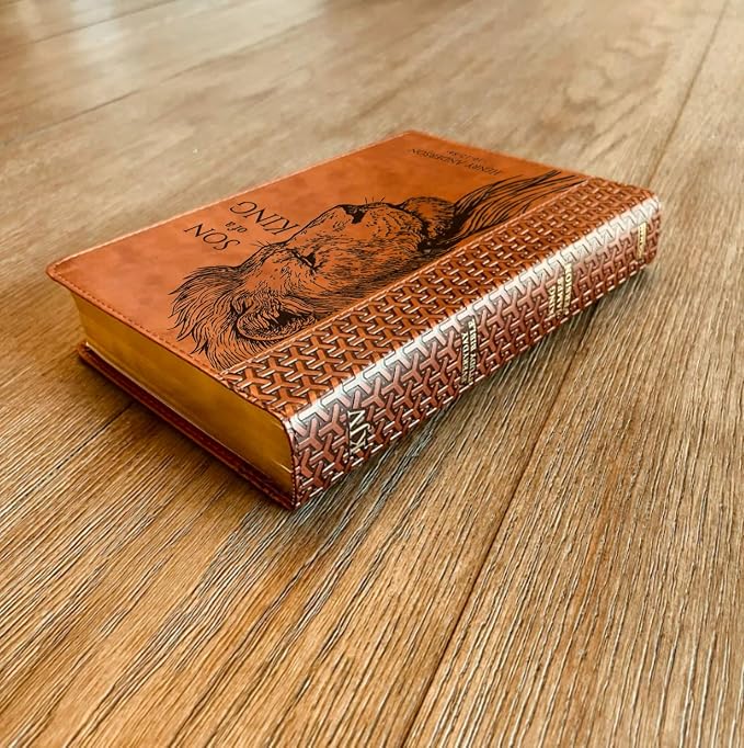 Personalized KJV Study Bible, Son of a King Lion Design, Custom Engraved Name, Christian Gift, Baptism Gift, Bible Gift for Him