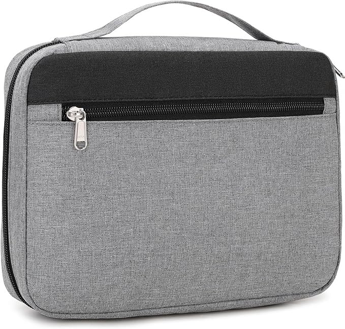 JIANYA Bible Cover Case for Women and Men, Bible Book Carrying Case Church Bag Bible Protective with Handle and Pocket, Grey