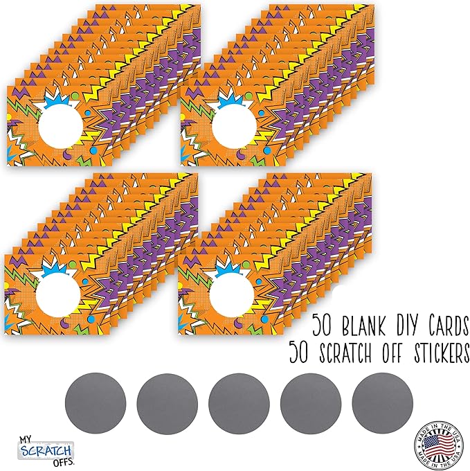 My Scratch Offs 50 Pack Zig Zag Orange DIY Custom Make Your Own Scratch Off Cards for Teacher Supplies, Classroom Must Haves, Motivational Cards for Students & Small Business