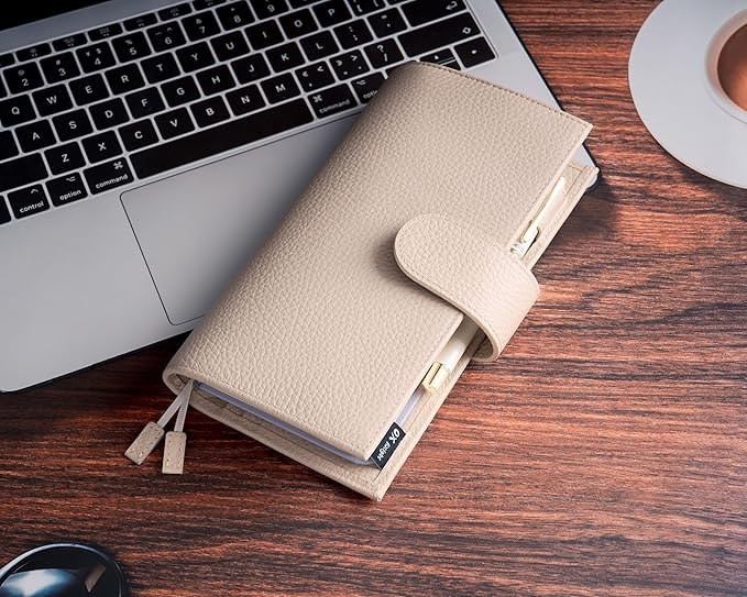 Genuine Leather Cover for Hobonichi Weeks/Weeks Mega with Pen Loop, Card Slots, Back Pocket, and Bookmarks (Cream)
