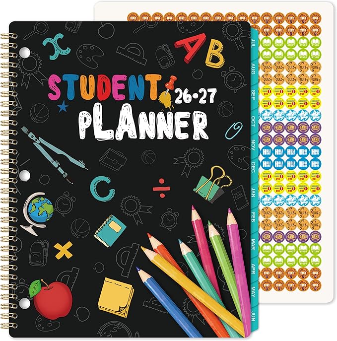 Student Planner 2026-2027 - School Planner 2026-2027, July 2026- June 2027, 8.5" x 11", Monthly and Weekly School Calendar with Colorful Tabs, Stickers and 3-Hole Punched, Academic Planners