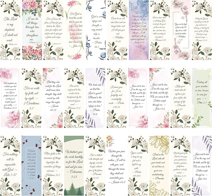 120 Pcs Bible Bookmarks Bulk, Christian Book Marks for Women with Scripture Verses Floral Design, Inspirational Religious Page Marker Clips for Church Bible Study Easter Mothers Day Graduation Gifts