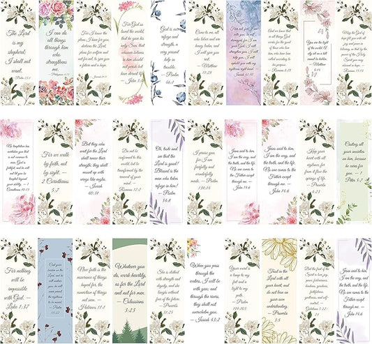 120 Pcs Bible Bookmarks Bulk, Christian Book Marks for Women with Scripture Verses Floral Design, Inspirational Religious Page Marker Clips for Church Bible Study Easter Mothers Day Graduation Gifts