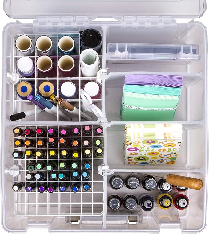 ArtBin 6993SP Super Satchel Double Deep with Papercrafting Accessory Tray, Clear, 1 Satchel & 1 Tray