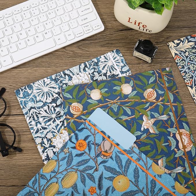 AnyDesign William Morris Floral File Folders Letter Size 12 Packs Vintage Blue Flower File Pockets with 1/3 Cut Tab for Home Office Classroom Supplies, 9.5 x 11.5 Inch