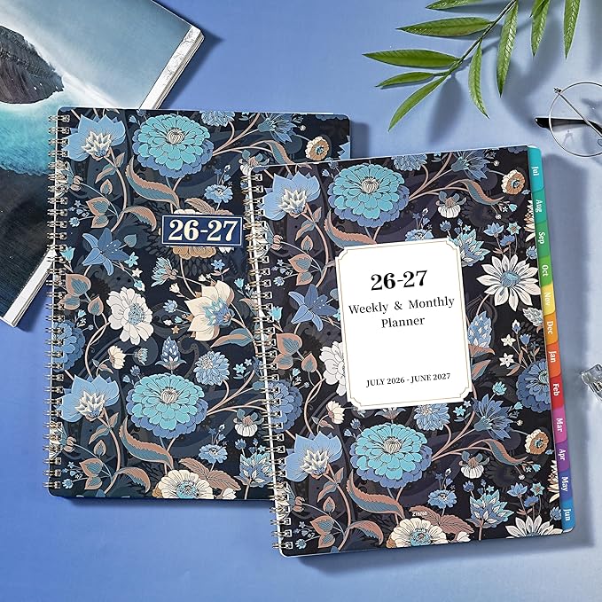 Planner 2026-2027 - Jul. 2026 - Dec. 2027, 2026-2027 Planner Weekly and Monthly with 12 Colorful Monthly Tabs, 8.5" x 11" Inner Pocket, Twin-Wire Binding