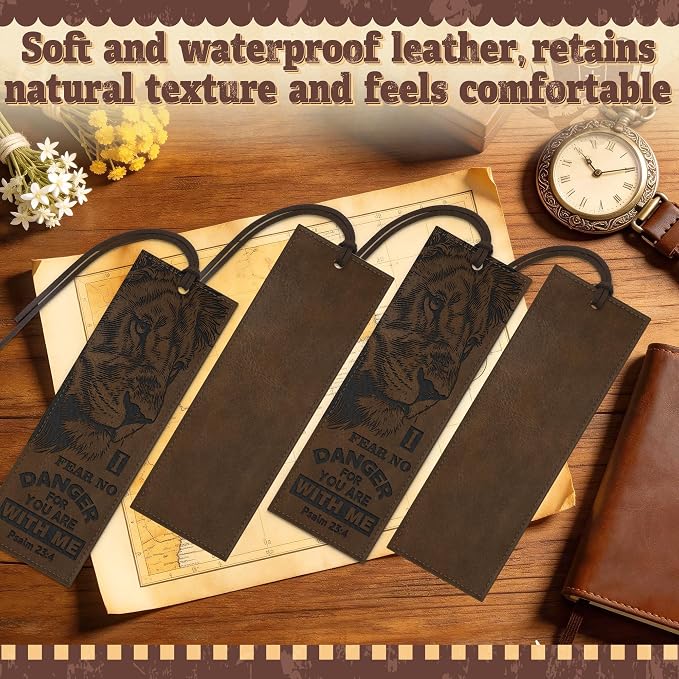 1PC Leather Bookmark Bible Bookmarks for Reading Women Men Book Lovers Gifts, Stitched Religious Christian Bookmark Page Markers Inspirational Bible Verse Scripture Book Marks (Vintage-2-Lion)