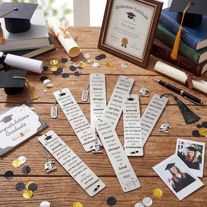 Skyygemm 15 Pcs 2026 Graduation Bookmarks Senior Graduation Gifts Bulk Class of 2026 Congrats Grad Gifts Bulk for Him Her Classroom Students Grad Party Favors