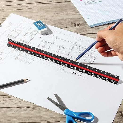 Mr. Pen Architectural 12 Inch Engineer & Drafting Ruler Set - Imperial & Metric Scale for Blueprints & Contractor Use