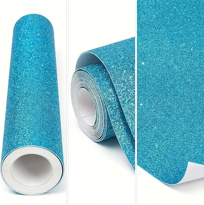 16" × 30ft Blue Glitter Bulletin Board Roll Reusable Board Background Paper Wallpaper DIY Art Poster Paper Classroom Bulletin Board Decor for School Office Arts Crafts Home Wall Decor Supplies