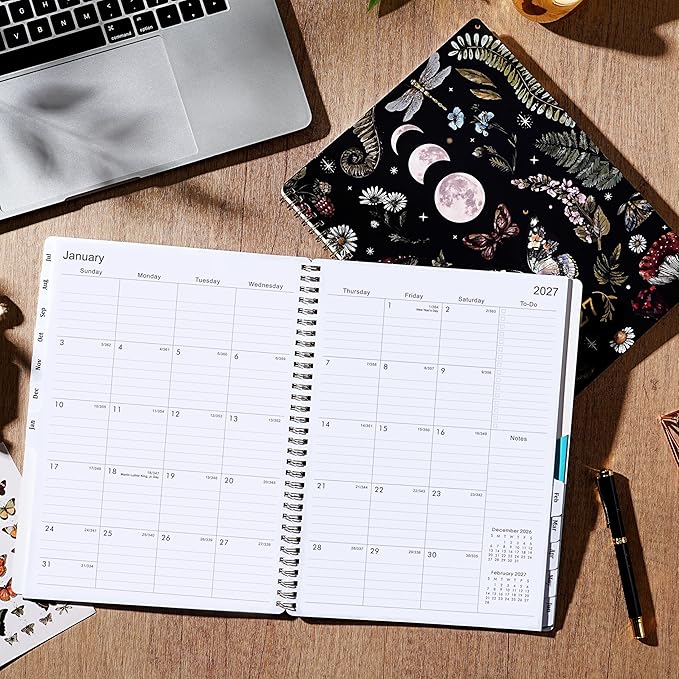 Planner 2026-2027 - July 2026 - June 2027 Planner, 8.5" x 11" Weekly and Monthly, Calendar 2026-2027 Spiral Bound with 12 Monthly Tabs, Inner Pocket