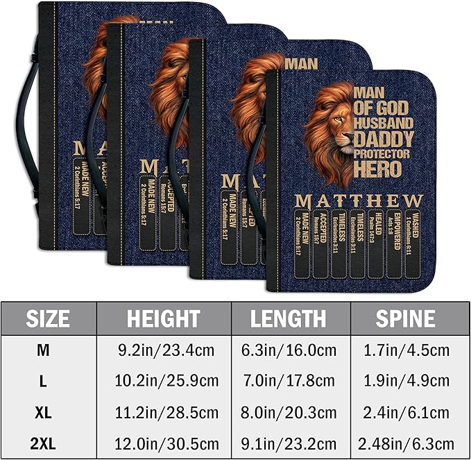 Personalized Man of God Bible Cover, God Says I Am Bible Case PU Leather, Bible Holder Handle Zipper, Faith Scripture with Name Case Bag, Religious Gifts for Church Christians Women Men (GOD-01)