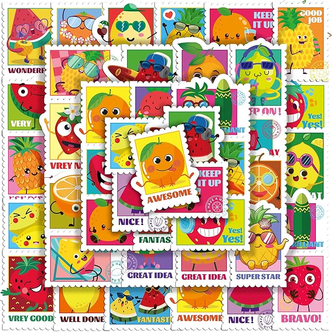 HORIECHALY 300Pcs Large Scented Stamp Stickers, Scratch N Sniff Sticker for Kids Smelly Motivational Reward Stickers for Teacher, Incentive Positive Decal for Student,School Supplies Gift