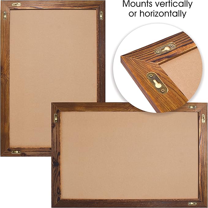 Better Office Products Magnetic Wall Chalkboard Sign, X Large Size 20" x 30", Rustic Wood Frame, Vertical or Horizontal Wall Mount, Includes 4 Chalk Markers + Chalk and Eraser,(Rustic Brown)