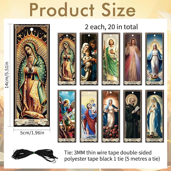 Catholic Saints Prayer Bookmarks Gifts: 20 Pcs Religious Prayers Book Marks for Reading Bible Study, Inspirational Bible Verse Markers Prayer Cards, Gift for Men Women Church School Office Supplies
