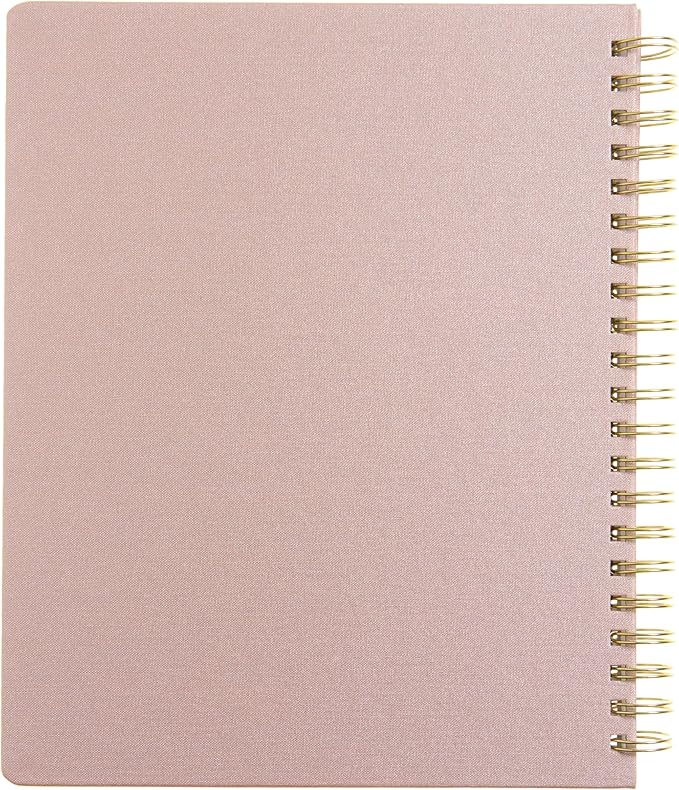 russell+hazel 2025-2026 Weekly Planner, Gold Spiral Blush Bookcloth, 9.1" x 11.2", July 2025 - June 2026, Features 52 Weekly Spreads, 1-Count