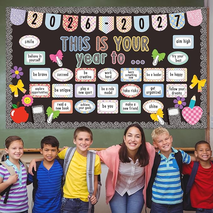 Composition Notebooks Classroom Bulletin Board Set This is Your Year Classroom Decoration Inspirational Welcome Back to School for School Office Chalkboard Wall Door Learning Activities Decor Supplies
