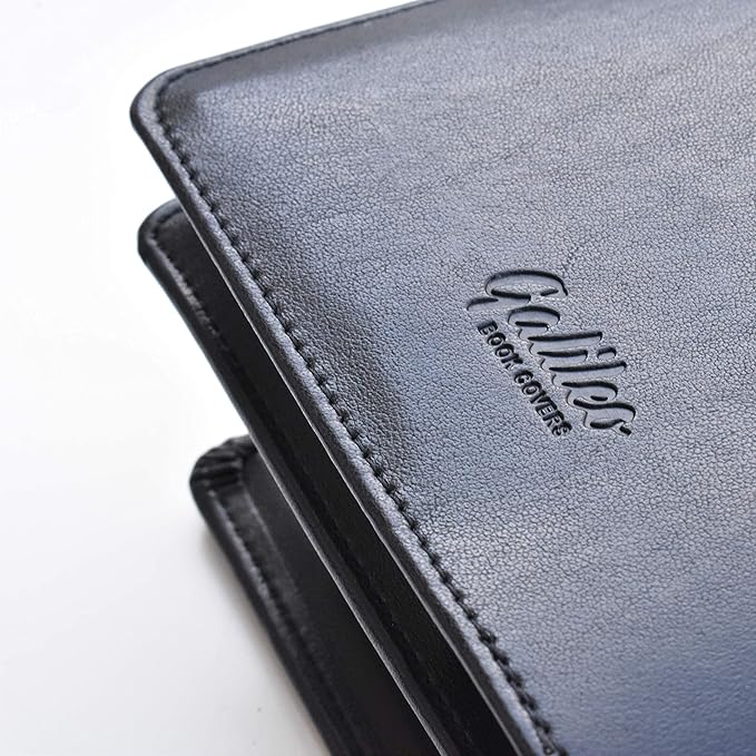 GALILEO® Double AA Big Book Cover & 12 Steps & 12 Traditions | Medallion Holder | AA Gift | Alcoholics Anonymous | PU Leather | AA Book Covers for Hardcover (Plain/Coin Pocket/Black)