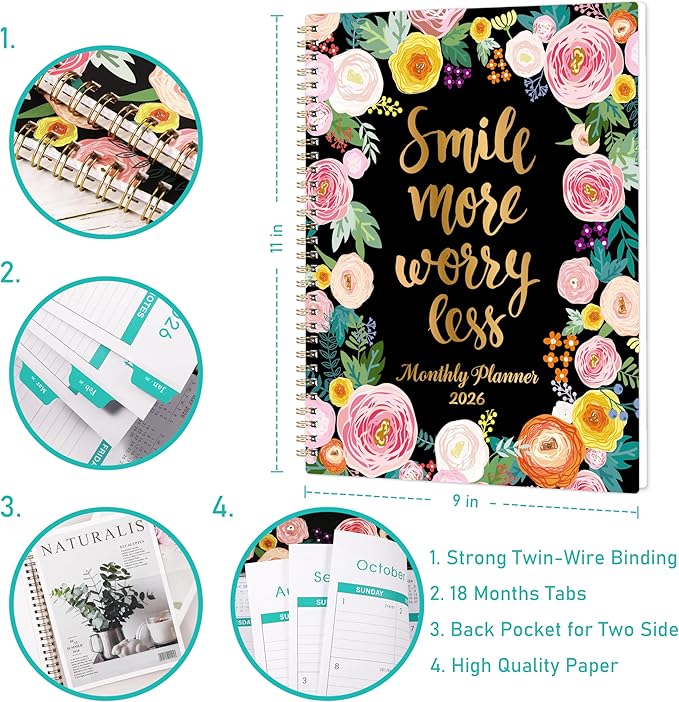 2026 Monthly Planner - 2026 Planner from Jan. 2026 - Dec. 2026, Monthly Planners 8.5“ x 11”, 2026 Calendar 12 Month with Pocket