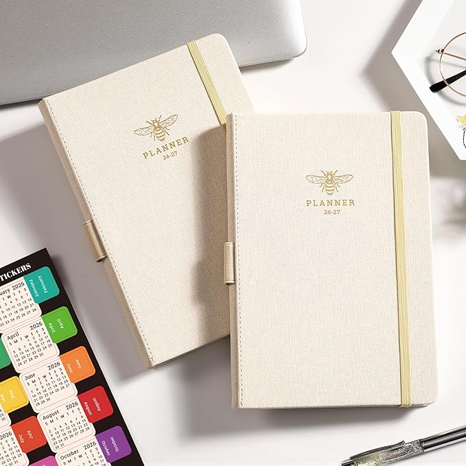 2026-2027 Planner - Planner 2026-2027 with Tabs, Jul 2026 - Jun 2027, Weekly and Monthly with Pen Loop, Back Pocket - Off-White