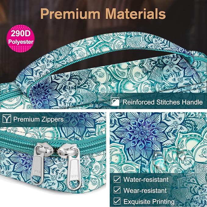 FINPAC Bible Cover, Carrying Book Case Church Bag Bible Protective with Handle and Zippered Pocket, Gift for Mother Lady Women Men, Emerald Illusions