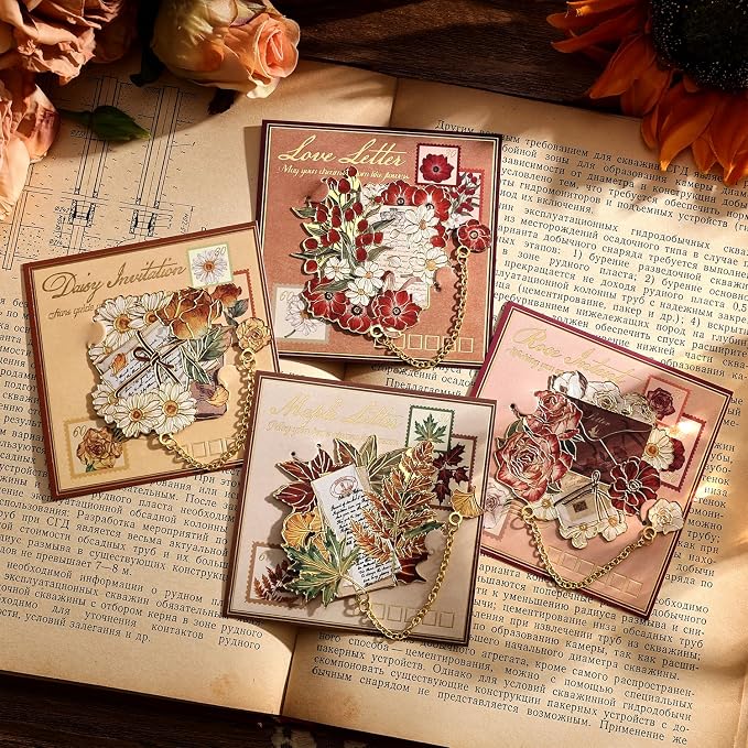 4 Pieces Metal Bookmark, Hollow Flower Book Mark for Book Lovers, Vintage Bookmarks for Reading Women, Men, Teacher, Students