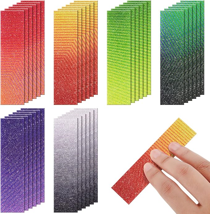 Gersoniel 36 Pcs Anxiety Sensory Stickers Strips Adhesive Textured Mental Health Calm Stickers Mindfulness Fidget Decals Stress Anxiety Relief Items for Therapy Office Desk(Color Luminous)