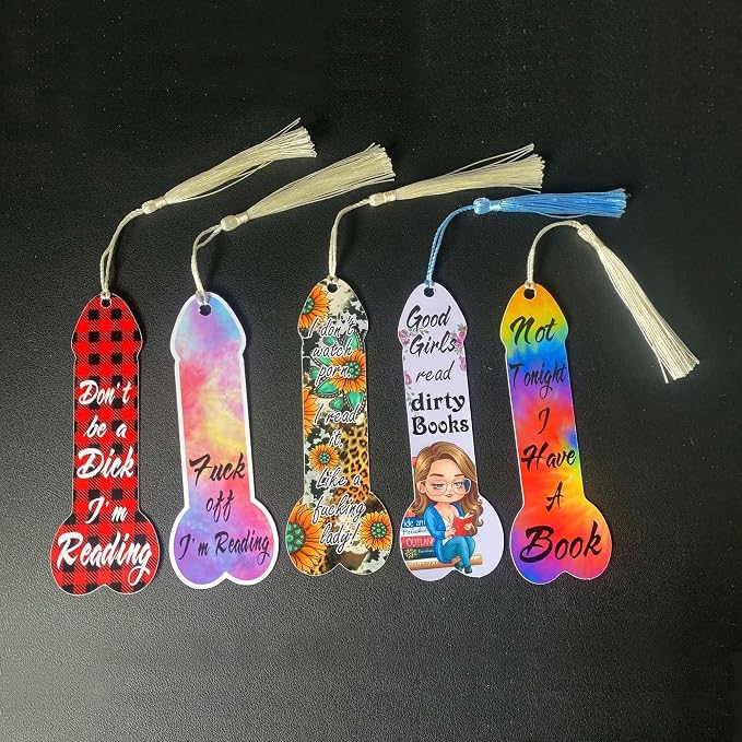 5Pcs Naughty Bookmarks for Adult, Penis Shaped Bookmark, Dirty Bookmarkers Gift for Adults, Spicy Bookmarks Make A Great Gift