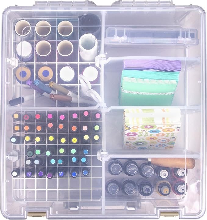 ArtBin 6993SP Super Satchel Double Deep with Papercrafting Accessory Tray, Clear, 1 Satchel & 1 Tray