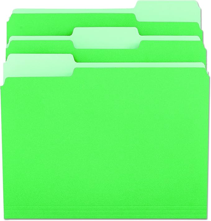 Universal One Bright Top Tab Classification Folder, Green/Light Green (10502)
