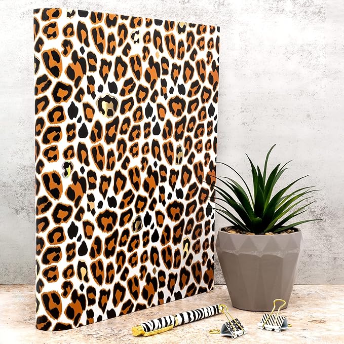 Pukka Pad, Wild A4 Preloaded 3-Ring Binder – Includes Personal Details and Planner Pages – Comes Preloaded with 5-Part Dividers – Standard 3-Ring Mechanism - Leopard