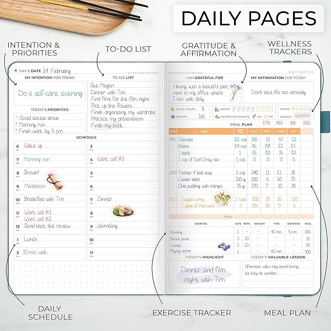 Clever Fox Wellness Planner Premium – Daily Lifestyle Journal to Support Health, Nutrition & Exercise – Healthy Living Journal with Meal, Exercise & Habit Trackers – Lasts 3 Months (Aquamarine)