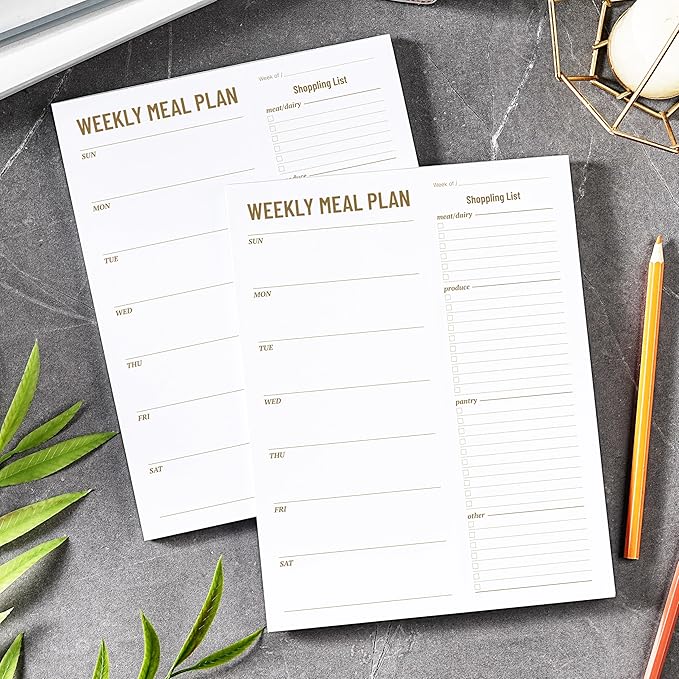 Weekly Meal Planner - Undated Magnetic Notepads with Grocery List, 7" x 9", 52 Weeks, Meal Planning Pad for Refrigerator Door with Tear-Off Shopping List, Food/Menu Organizer Notepad