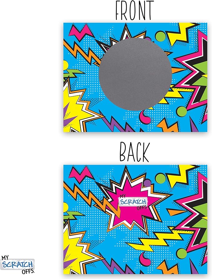 My Scratch Offs 50 Pack Zig Zag Blue DIY Custom Make Your Own Scratch Off Cards for Teacher Supplies, Classroom Must Haves, Motivational Cards for Students & Small Business