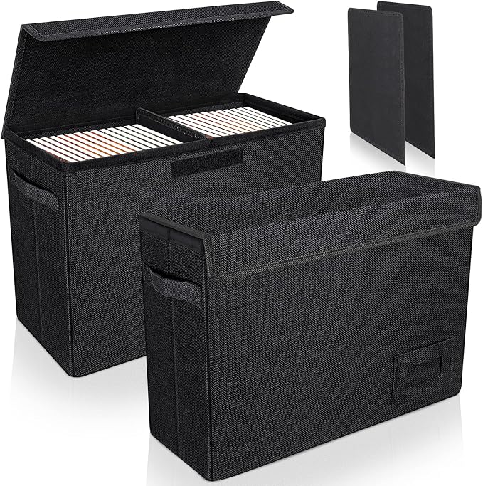 YSCare 2-Pack Comic Book Storage Boxes, Collapsible Comics Book Case with Dividers and Carrying Handles, Comic Short Box Holds 150 Comics, 15.5" X 7.5" X 11.3" Heavy-Duty Stackable Case