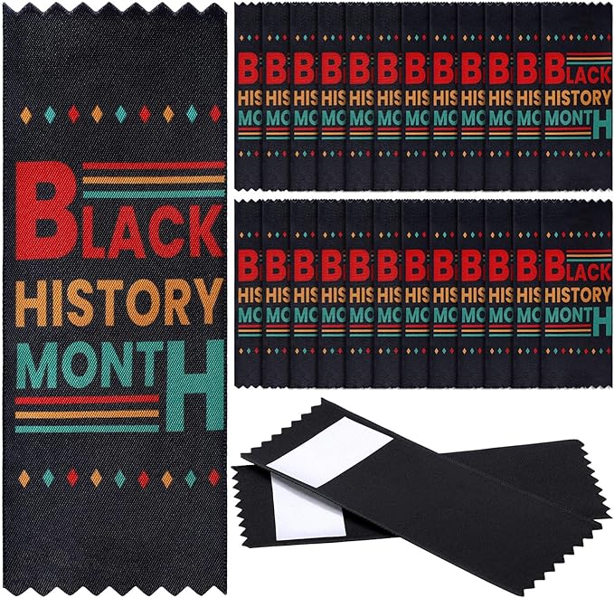 SmoothNovelty 100 Pcs Black History Month Satin Ribbons with Adhesive Backing Black History Month Party Decorations for Africa American School Celebration Commemoration