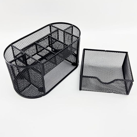 Fengtaiyuan T12, Black Metal Wire Mesh Pencil Holder for Desk, Pencil Cup for Office, Pen Holder for School, Desktop Organizer, Office Storage Box (T12)