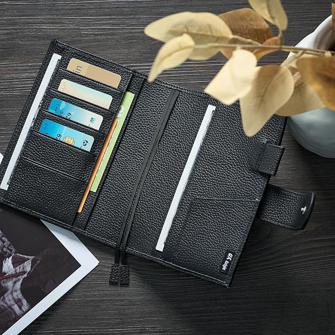 A6 Genuine Leather Techo Notebook Cover Compatible With Hobonichi Original Stalogy Midori MD With 5 Card Slots Pen Loop Bookmarks Back Pocket