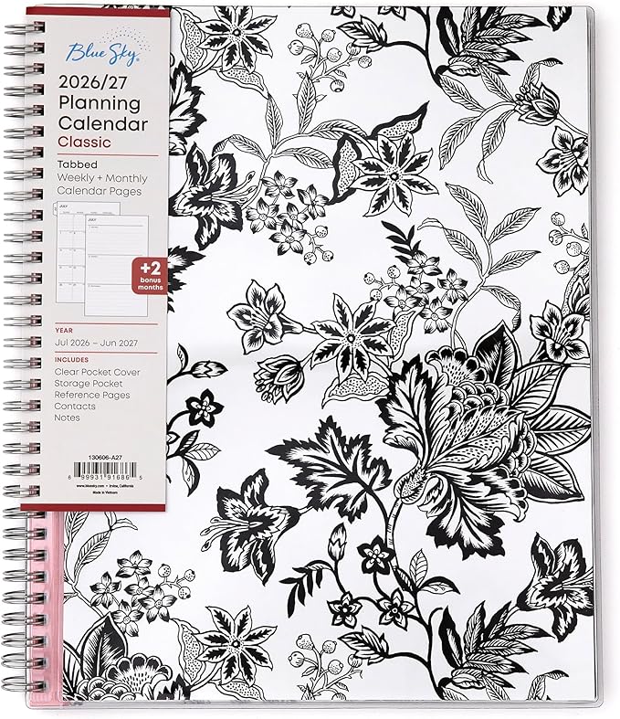 Blue Sky 2026-2027 Weekly and Monthly Academic Year Planner Calendar, July 2026 - June 2027, 8.5" x 11", Flexible Pocket Cover, Wirebound, Storage Pocket, Analeis