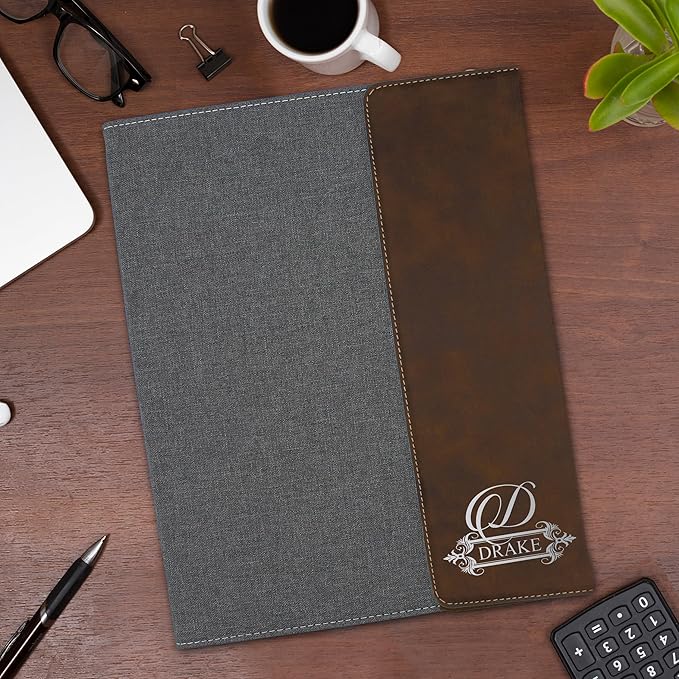 My Personal Memories Personalized Portfolio with Custom Monogrammed Flap - Engraved Teacher, Student, Business, Man, Woman, Gift (Rawhide Flap)