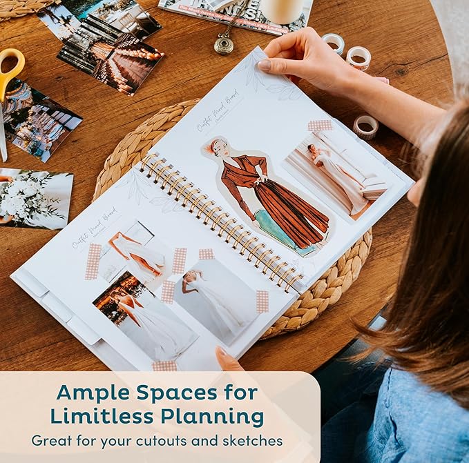 Timeless Premium Linen Wedding Planner Book and Organizer – Wedding Planning Book, Comprehensive Keepsake & Countdown Binder, Perfect Engagement Gift for Women, 11" x 9" (Cream Speckles)