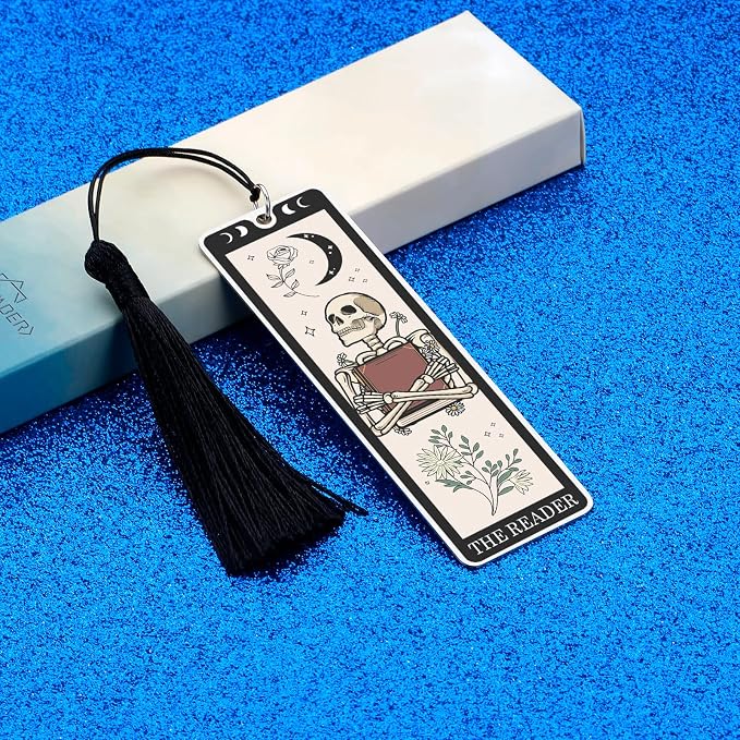 Bookmarks for Men Women Book Lovers Witchy Gifts for Women Funny Dark Romance Bookmarks Goth Accessories Spooky Gifts for Women High School Graduation Gift Ideas Skeleton Tarot Halloween Horror Gift
