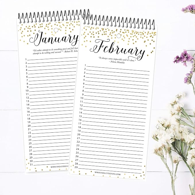 Hadley Designs Gold Dots Perpetual Calendar for Birthdays and Anniversaries - Perpetual Birthday Calendar Wall Hanging, Birthday Calendars Book, Special Occasion Calendars, Celebration Tracker