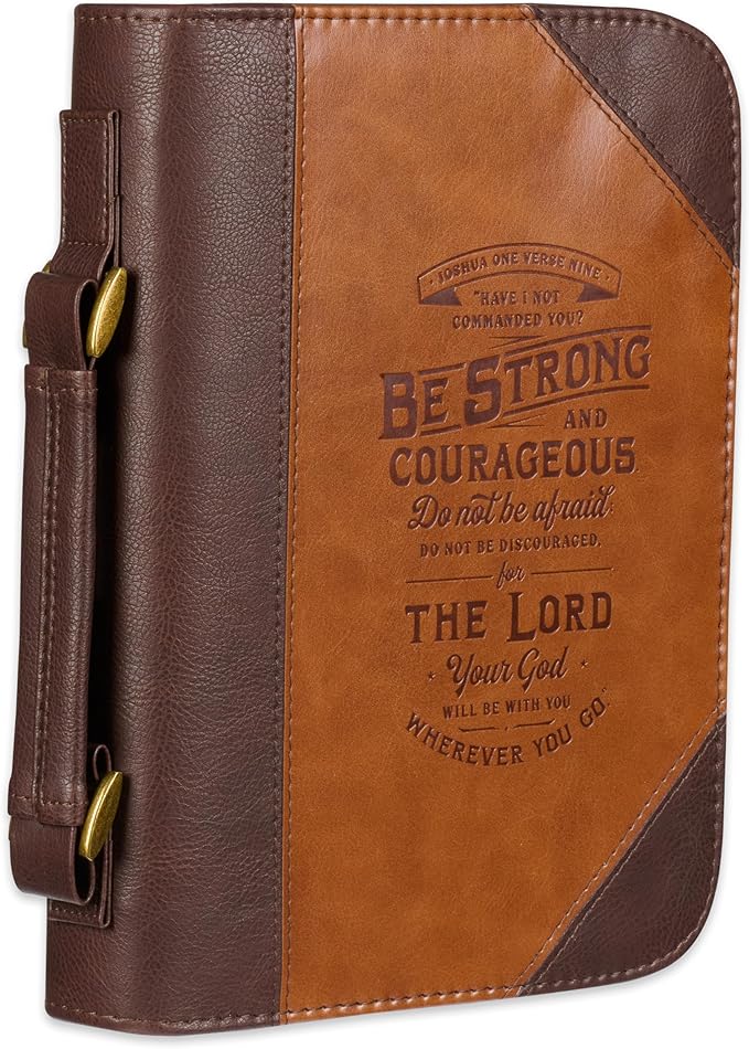 Christian Art Gifts Classic Bible Cover Do Not Be Afraid Joshua 1:9 Faux Leather, Toffee/Brown, XL